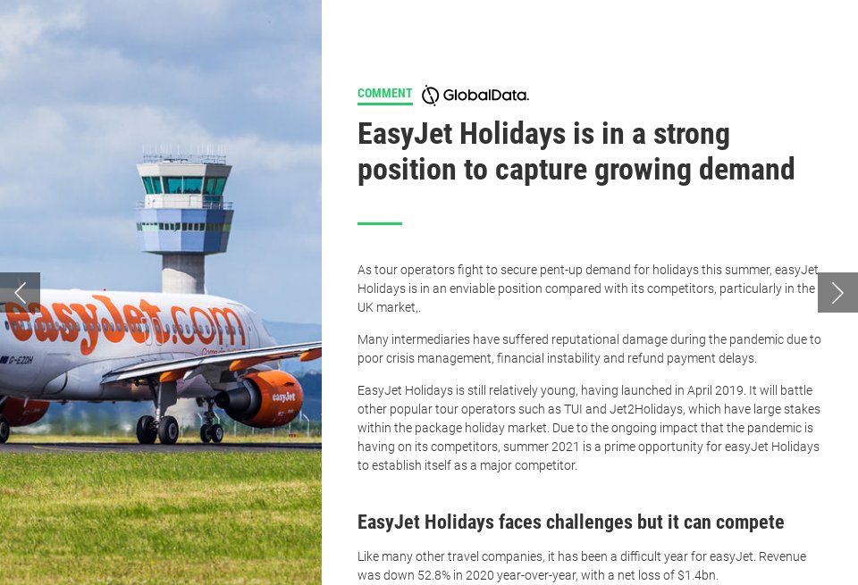 EasyJet Holidays is in a strong position to capture growing demand