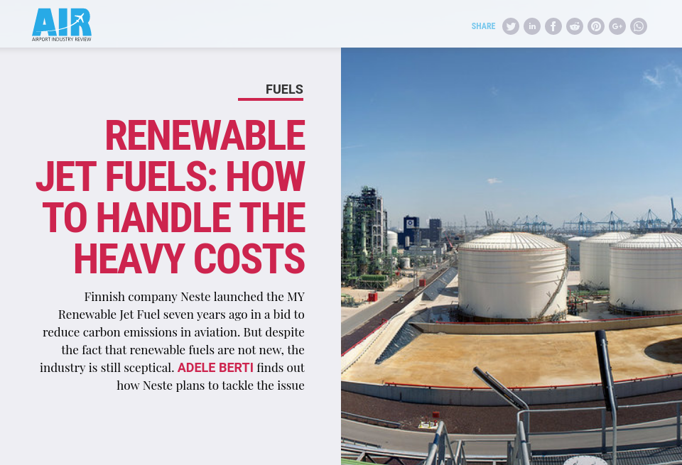 Renewable jet fuels how to handle the heavy costs Airport Industry